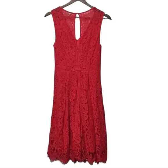 New Anthropologie Seen Worn Kept Elegant Pink Rose Lace V-neck Dress Size 4 - Picture 6 of 7